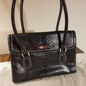Vintage Liz Claiborne Black Croco-Embossed Satchel, $35